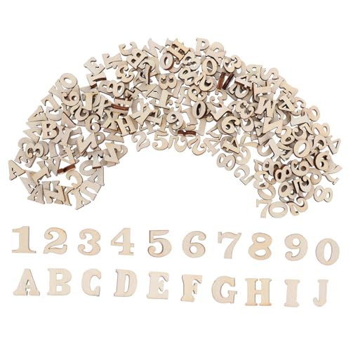 IWOWHERO 200 Stück Teiliges Set Holzbuchstaben und Zahlen zum Basteln Naturbelassen Robustes Material Vielseitig Einsetzbar für Diy Projekte Frühförderung und Partydekoration für Zuhause von IWOWHERO