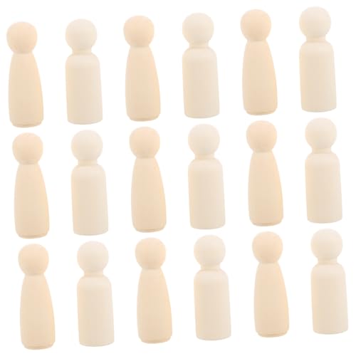 IWOWHERO 20Stücke Unbemalte Holzspielzeugfiguren DIY Steckpuppen Naturholz für Bastelprojekte für Fördert Kreativität und Feinmotorik Beige von IWOWHERO