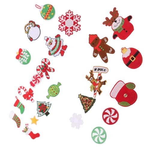 IWOWHERO 23Stücke Weihnachts Stickerei Patches Zum Aufbügeln Schneemann Applikationen Lebendige Designs Für Kleidung Und Accessoires Für Festliche Bastelprojekte von IWOWHERO