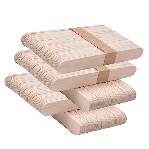 IWOWHERO 250 Stück Eisstock aus Holz basteln kindergarten kinderdecken kindergardinen toys Große Eisstiele im Jumboformat Eisstangen wiki handgefertigter Bausatz Stick für DIY Beige von IWOWHERO