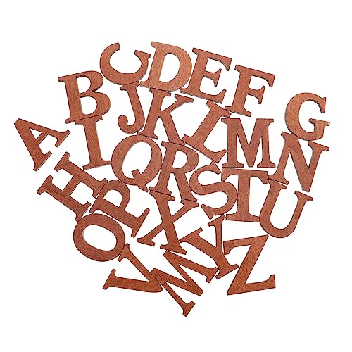 IWOWHERO 26 Stück Braune Holzbuchstaben Alphabet Dekorationen Brief Große Buchstaben als Wanddekoration scrapbbok wandverkleidung Holzausschnitt Dekoration Holzscheibe Kunsthandwerk Coffee von IWOWHERO