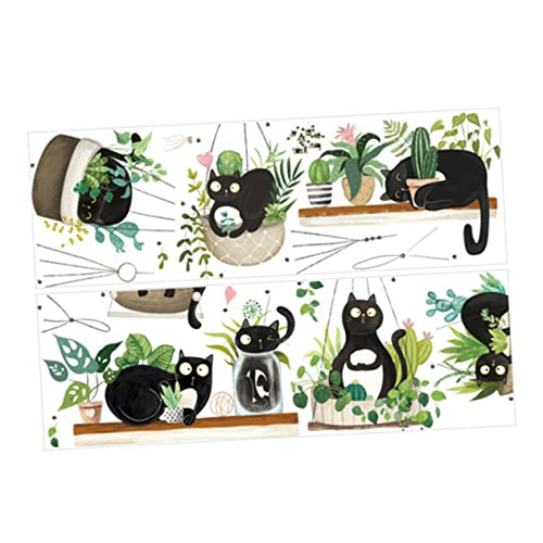 IWOWHERO 2St Wandtattoo Hängekorb Pflanzenwand tropischer Wandaufkleber health gesundheit entfernbare Aufkleber für Kinder Fensteraufkleber Cartoon-Katzen-Wandtattoos von IWOWHERO