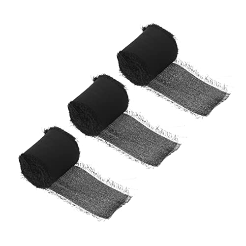 IWOWHERO 3 Rollen Chiffonband Zeremonie handgefertigtes Fransen-Chiffon-Seidenband Blumensträuße Stifte Samtband ribbon ripsband ausgefranste Kanten Band geschmeidiges Band Polyester Black IWOWHERO 3 Rollen Chiffonband Zeremonie handgefertigtes Fransen-Chiffon-Seidenband Blumensträuße Stifte Samtband ribbon ripsband ausgefranste Kanten Band geschmeidiges Band Polyester Black von IWOWHERO