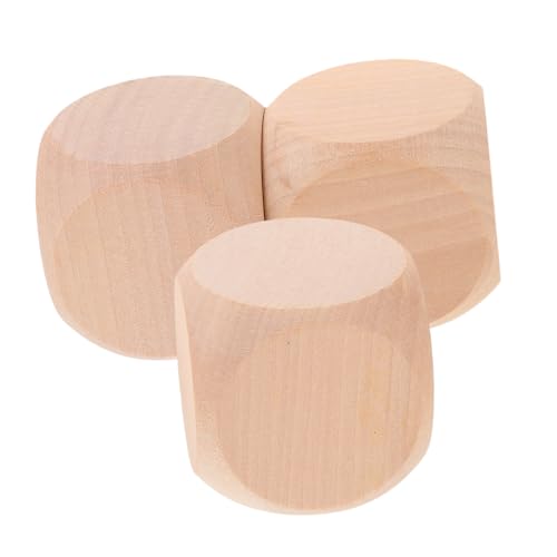 IWOWHERO 3 Stück Leere Holzwürfel Würfelspiel Outdoor - großer -Jumbo unvollendet leere DIY Holzwürfel unfertige leere Blöcke aus Holzblöcken von IWOWHERO