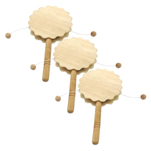 IWOWHERO 3 Stück Teiliges Unfertige Holz Rassel Trommel für DIY Graffiti Bastelset Handgehaltenes Musikinstrument für und Lernen von IWOWHERO