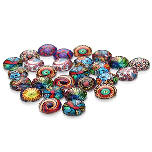 IWOWHERO Schmuckmaterialien – 30 Stück Glasdruckknöpfe Mit Ethnischem Muster Edelstein-glas-patches Flache Rückseite Für IWOWHERO Schmuckmaterialien – 30 Stück Glasdruckknöpfe Mit Ethnischem Muster Edelstein-glas-patches Flache Rückseite Für von IWOWHERO