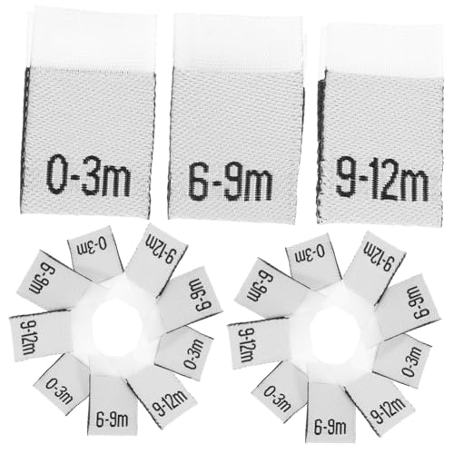 IWOWHERO 300 Stück Monatsetiketten für Neugeborenenkleidung Kleidungsetiketten Nähen Oh Babykleidung Kennzeichnung Kleidung Größenetiketten Flurgarderobe Nähetiketten für Babykleidung von IWOWHERO