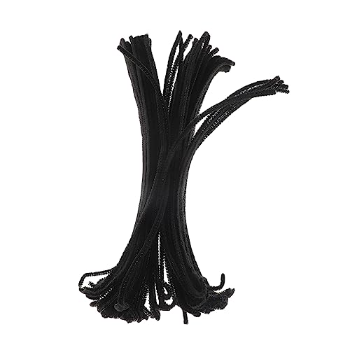 IWOWHERO 300 Stück Verdrehtes Stabmaterial Chenille-stiele Plüsch Twisted Stick Bastelbedarf Für Kinderspielzeug Diy Liefert Diy-accessoires Für Polyester Black von IWOWHERO