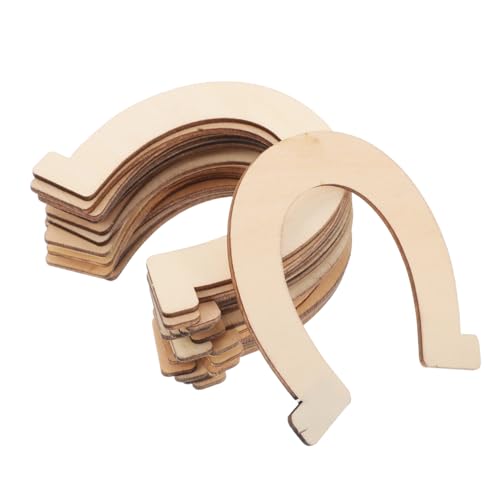 IWOWHERO 36 Stück Hölzerne hufeisenförmige Hackschnitzel Holzpferdehufe Holzstückchen für Bastel Partydekoration Holz DIY Holzdeko Holz Anhänger Hufeisenform Cowboy-Holzhandwerk Beige von IWOWHERO
