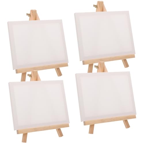 IWOWHERO 4 Sätze Mini- Malen Tragbar Kunst Staffeleien Klein Quadratische Zum Malen Leinwandplatte Für Bemalen Leinwände Zum Malen Steht Segeltuch von IWOWHERO
