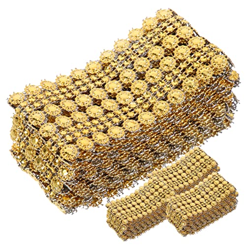 IWOWHERO 4 Stück Diamantreihe für DIY-Kleidung trimmen Blau Hochzeit Zubehör nähen dekoration weihnachten weihachtsdeko Zuschneidbarer Kostümbesatz gearbeitete Zierleiste Plastik Golden von IWOWHERO