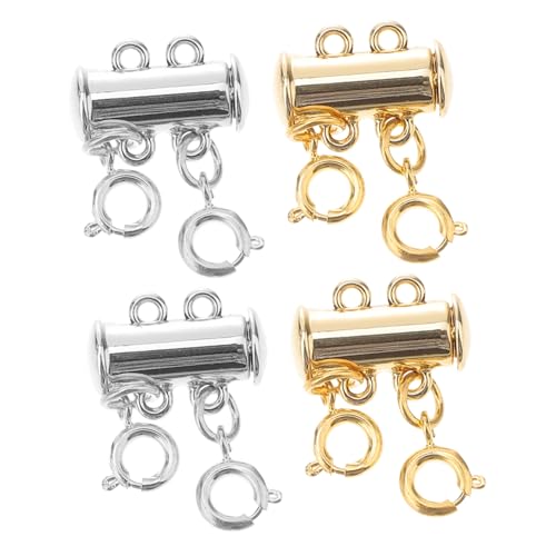 IWOWHERO 4 Stück Magnetische Verbindungselemente für Mehrlagige Kupferkette mit Doppelter Reihe für Diy Schmuck für Frauen und Männer von IWOWHERO