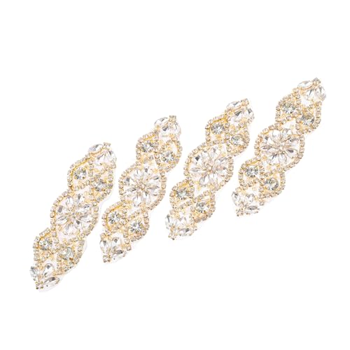 IWOWHERO 4 Stück Teiliges Strass Applikationen mit Hot-melt Kleber Glitzernde Braut Gürtel Patches Selbstklebend zum Aufbügeln Vielseitige Verzierungen für Abendkleider und DIY Kleidung von IWOWHERO