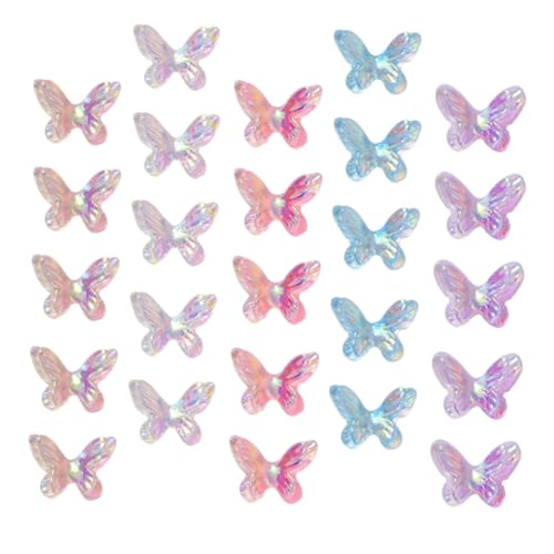 IWOWHERO 40 Stück Nagelkunst Charms Bunte Schmetterlings Dekorationen für DIY Maniküre Farben Weiß Blau Champagner für Kreative Nagelgestaltung von IWOWHERO