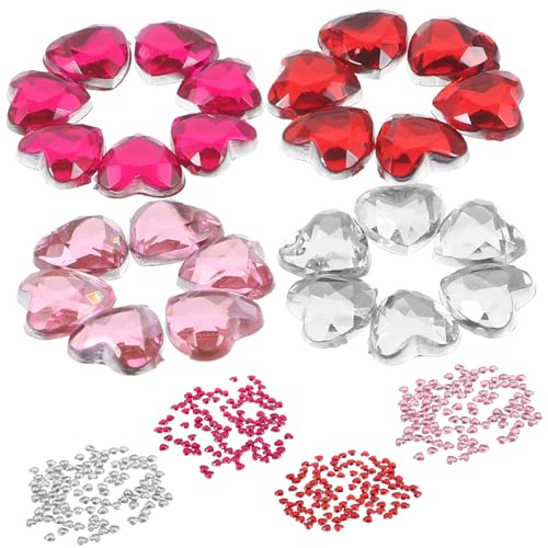 IWOWHERO 400 Stück Herzförmige Diamantschmuckzubehör farbig Blau Wohnung Nagelkunst -Strasssteine Reiz basteln bastelset Herz flache Rückseiten Strassverzierungen für Bastelarbeiten Acryl von IWOWHERO