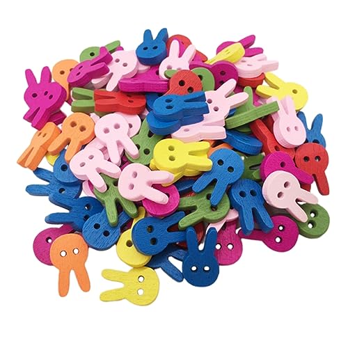 IWOWHERO 400Stücke DIY Häschenknöpfe Kaninchenformknöpfe Holzknöpfe für Basteln Packung zum Stricken und Scrapbooking von IWOWHERO