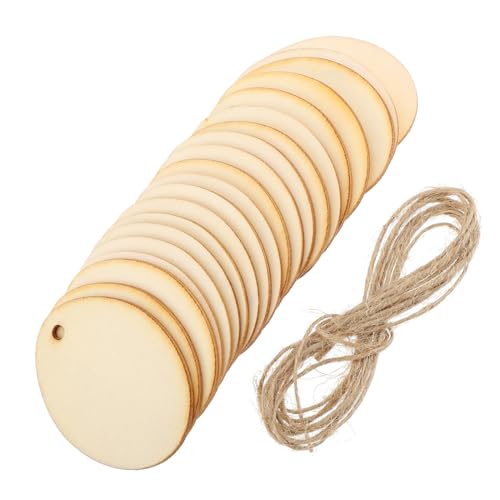 IWOWHERO 40Stücke DIY Holzspäne Zum Aufhängen Eiform Holzausschnitte Für Ostern Dekoration Holzornamente Mit Schnur Für Bastelprojekte von IWOWHERO