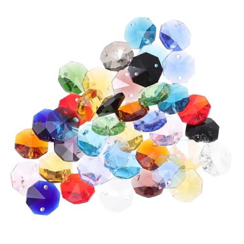IWOWHERO 40Stücke Doppel Achtkant Perlen Kristallglas Farbige DIY Schmuck Zubehör Dekorative Pendants Für Bastelprojekte Vielseitige Spacer Perlen Für Gestalten von IWOWHERO