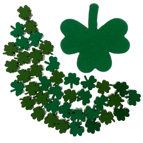 IWOWHERO 40Stücke Shamrock Holzperlen für DIY Schmuckherstellung Lose Perlen für Girlanden Patrick Day Dekoration Natürliche Holzmaterialien für Bastelprojekte von IWOWHERO