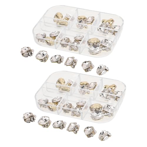 IWOWHERO 48 Stück Teiliges Glas-strassstein Nageldesign Transparente Flache Rückseite Funkelnde DIY Nail Charms Vielseitig Kompatibel für Hochzeiten Partys und Alltagsnägel von IWOWHERO