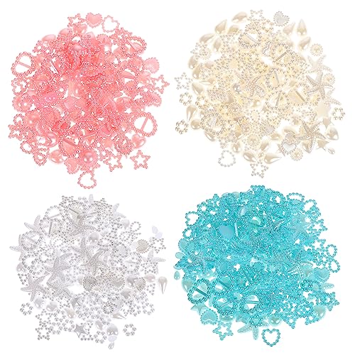IWOWHERO 4Taschen Plastic Nail Charms Heart Star Bowknot And Flower Beads For DIY Nail Art And Crafts Versatile Nail Decorations For Home And Professional Use von IWOWHERO