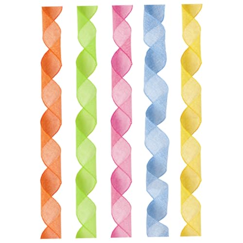 IWOWHERO 5 Rollen Bogenband Blau Wickelband rotes Band wickeln Band zum Verpacken Rosa Paketband für Handwerk Packband Geschenkband präsentieren Festival-Packgurt Polyester von IWOWHERO