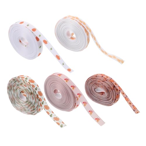 IWOWHERO 5 Rollen Herbst Schleifenband Polyester Thanksgiving Geschenkband mit Kürbis und Ahornblatt für Erntedankfest Herbstdekoration Bastelbedarf IWOWHERO 5 Rollen Herbst Schleifenband Polyester Thanksgiving Geschenkband mit Kürbis und Ahornblatt für Erntedankfest Herbstdekoration Bastelbedarf von IWOWHERO