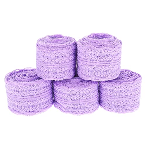 IWOWHERO 5 Rollen Spitze wickeln Basteln Geburtstag Schnürsenkel Weihnachtsband ribbon schienbeinschoner tape geschenkpaket dekobänder Bowknot-Zubehör Bänder binden Polyestergarn Lavender von IWOWHERO