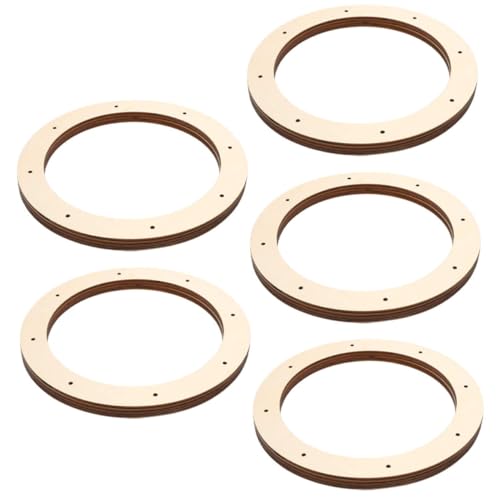 IWOWHERO 5 Stück Holz zum Basteln DIY Weihnachtskranzrahmen Runder Blumenkranzrahmen Blumengirlande für Tisch Kranzring groß Runde Kranzschlaufe Rahmen für Blumenarrangements hölzern von IWOWHERO