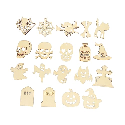 IWOWHERO 50 Stück Halloween-Holzanhänger, Halloween-Holzornamente, Ausschnitte, Halloween, hängend, unlackiertes Holz, Ornament, Party-Layout, Anhänger, Foto-Anhänger, Holzverkleidung, Foto-Requisite IWOWHERO 50 Stück Halloween-Holzanhänger, Halloween-Holzornamente, Ausschnitte, Halloween, hängend, unlackiertes Holz, Ornament, Party-Layout, Anhänger, Foto-Anhänger, Holzverkleidung, Foto-Requisite von IWOWHERO