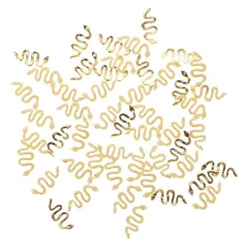 IWOWHERO 50 Stück Schlangen Nail Charms aus Metall Vintage Goldfarbene Nageldekoration Präzise Gefertigte Snake Nail Art Charms für Gel nägel Einzigartiges Design DIY Nagelschmuck von IWOWHERO