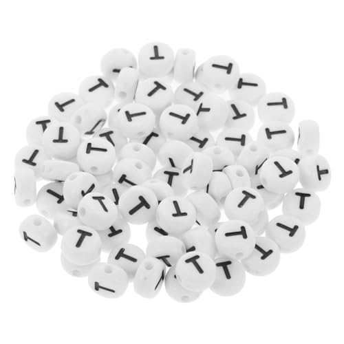IWOWHERO 500Stücke Buchstabenperlen für DIY Armbänder und Andere Bastelprojekte Runde Schwarze Weißem Hintergrund für Handarbeiten von IWOWHERO
