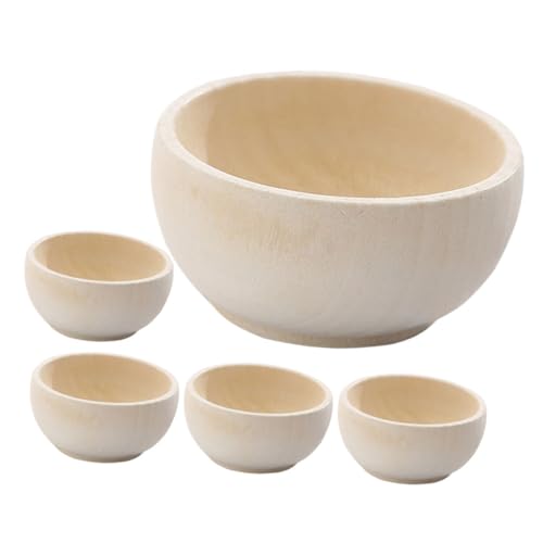 IWOWHERO 5Stücke Mini Holzschalen Unlackierte Kleine Holzschalen Für DIY Projekte Und Dekorationen Und Bastelarbeiten von IWOWHERO