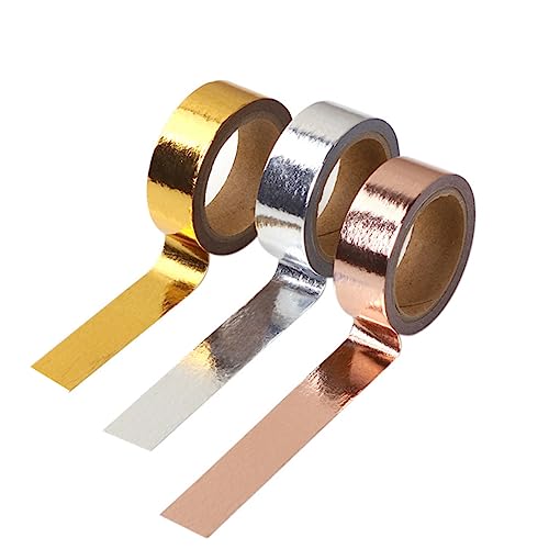 IWOWHERO 6 Rollen Klebeband Aufkleber Etiketten Wickeln Doppelseitig Aufkleber Aus Goldfolie Papier Zeitschrift Planer-aufkleber Klebrig Silberband Hochzeit Abdeckband Vergoldungsband von IWOWHERO