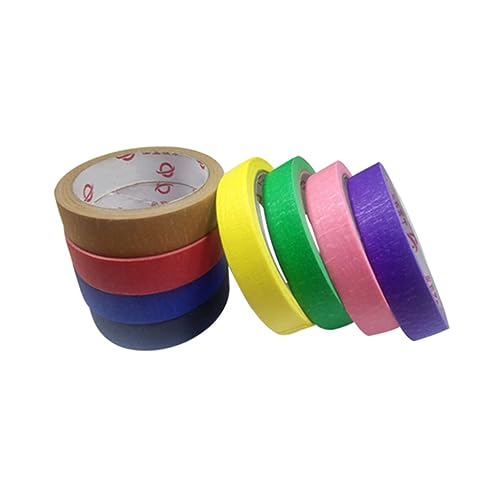 IWOWHERO 6 Stück Farbenfrohes strukturiertes Papierband Streifen Rosa Nagel stark Maskierung Tack sprühlack Klebebandpapier sprühen klebriges Faltenpapier Zufällige Farbe von IWOWHERO