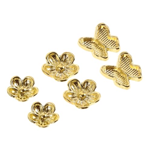 IWOWHERO 6 Stück Legierung Schmetterling Blumen Nail Art Verzierung für Professionelle Maniküre und Diy Nageldesigns Vintage und Festliche Motive von IWOWHERO