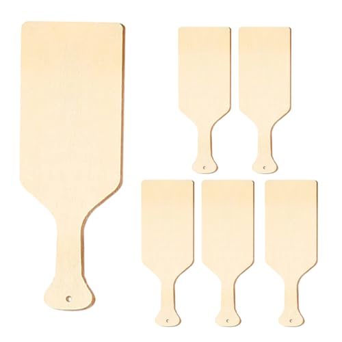 IWOWHERO 6 Stück Schneidebrett Mit Holzgriff Unfertige Holzpaddel Unfertiges Holzpaddel Handpaddel Holzpaddel Für Das Handwerk Kleines Holzpaddel Buchsbaum Beige von IWOWHERO