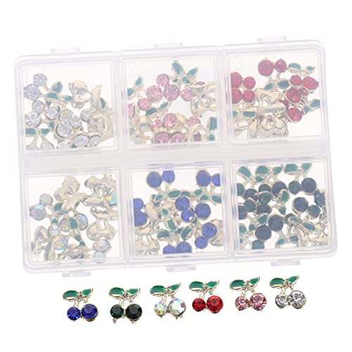 IWOWHERO 60 Stück Strasszubehör nagelsteine gelnägel nail decoration Nagelkunstverzierung rhinestones Kirsche Kristalle und Edelsteine nagel strass edelsteine Kirschnagelkristalle Legierung von IWOWHERO