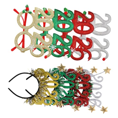 IWOWHERO 8 Stück Neujahrsbrille Stirnband Silvesterpartybrille Neujahrspartyzubehör Silvester Brille Kopfbedeckung für die Silvesterparty Neujahrsfeierbrille Party Haarzubehör Kunststoff von IWOWHERO