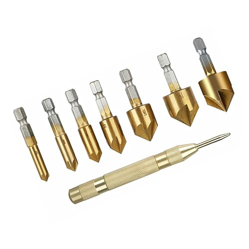 IWOWHERO 8Stücke Teiliges Senkerbohrer Set Hochfestem Kobaltstahl Senkbohrer und Entgratungsbit für Präzises Anfasen Entgraten und Bohrungen IWOWHERO 8Stücke Teiliges Senkerbohrer Set Hochfestem Kobaltstahl Senkbohrer und Entgratungsbit für Präzises Anfasen Entgraten und Bohrungen von IWOWHERO