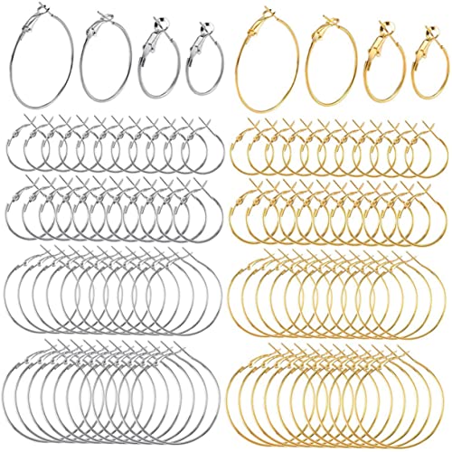 IWOWHERO 96 Stück Runde Ohrringe Dangle Ohrringe Diy -schmuckzubehör Schmuckherstellungszubehör, Ohrringe Silberne Reifen Ohrhaken Für Die Schmuckherstellung Silberne Creolen Legierung von IWOWHERO