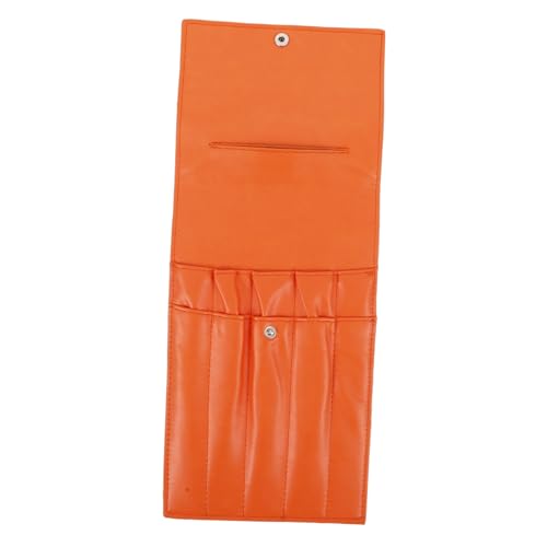 IWOWHERO Aufbewahrungstasche für Nadeln Stricken häkeln Fall kreisförmig stricknadeln etui Stricknadeletui strickzubehör Wollhaken-Organizer Tasche für Webnadeln Leder Orange von IWOWHERO
