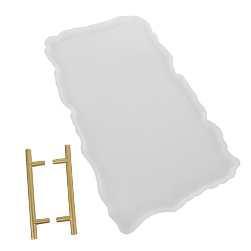 IWOWHERO Silikonform für Tray mit Metallgriffen Unregelmäßige Serviertablett Gießform für Epoxidharz Ergonomisch Fein Strukturiert Langlebig für Diy Wohnkultur und Schmuckschalen von IWOWHERO