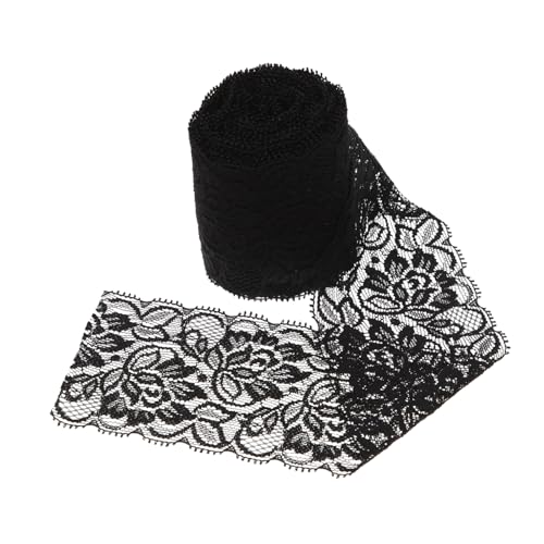 IWOWHERO Spitzen zubehör weiße Schnürsenkel trimmt Tuch gewelltes Band Spitzenkante hochzeitsdekoration wedding decoration geschenkeband Zierband nähen dickes Spitzenband Nylongarn Black von IWOWHERO