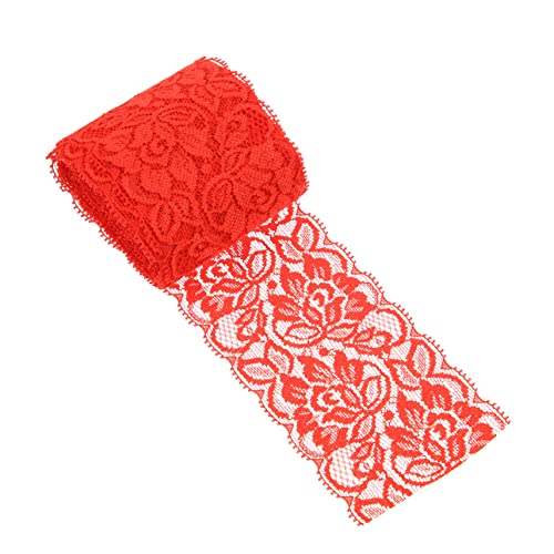IWOWHERO Stretch-spitze Spitzenkante Spitzenkleidung Schnürsenkel Dekorativ Spitzenband Aus Stoff Dehnbar Trimmen Für Hochzeit Elastischer Nähbesatz Spitze Überbacken Zierband Rot Nylongarn von IWOWHERO