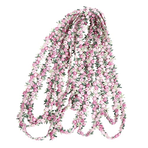 IWOWHERO blumenbordüre zum aufnähen Wickelband kleine Satinblüten Randbesatzband Hochzeitsdekoration Spitzenband Kleidungsdekoration Spitzenband spitzenborte rose blumenbaender basteln Rosa von IWOWHERO