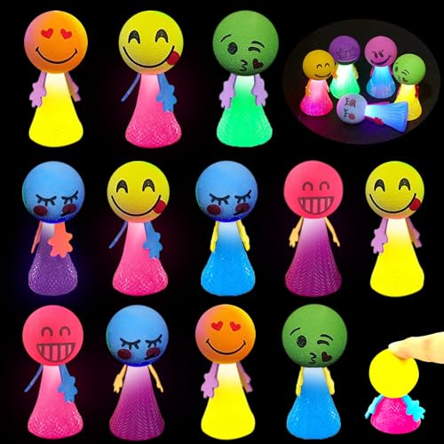 IWTBNOA LED Leuchtspielzeug Kinder, 12 Stück Jumping Spielzeug, Hüpfende Partygeschenke, Spring Launchers Toys, Springbälle Hüpfball, Give Aways Mitgebsel Kindergeburtstag, Goodie Bag Stuffers von IWTBNOA