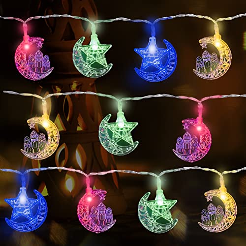 IWTBNOA Ramadan Eid Lichterkette, 3M 20LED LED Muslim Ramadan Lichterkette, Eid Stern Mond Lichterketten, Eid Mubarak Licht, Batteriebetrieben für Ramadan Dekoration Innen Außen Zuhause Garten von IWTBNOA