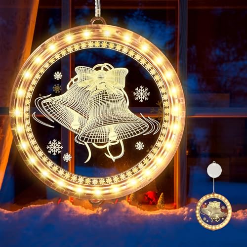 IWTBNOA Weihnachten Dekorative Fenster Licht Warmweiß, Hängend Fensterlicht Batteriebetriebene, 3D Hängende Lichter, Weihnachtsbeleuchtung, Weihnachtsdeko Lichter für Innen Weihnachtsfeier Christmas von IWTBNOA