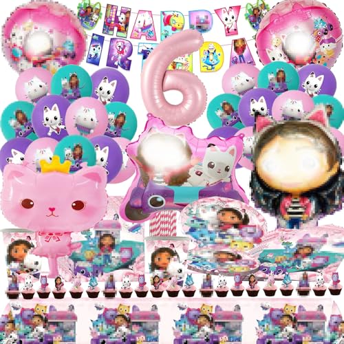 102 Pcs Geburtstag Deko 6 Jahre, Cartoon Baby Chat Party Geschirr, Anime Geburtstagsdeko Mädchen, Luftballons Geburtstag für Kinder Teller Tassen Tischdecke Servietten Kuchen Deko 102 Pcs Geburtstag Deko 6 Jahre, Cartoon Baby Chat Party Geschirr, Anime Geburtstagsdeko Mädchen, Luftballons Geburtstag für Kinder Teller Tassen Tischdecke Servietten Kuchen Deko von IXOKEV